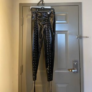 LPA lace up vinyl black pants/leggings, size small